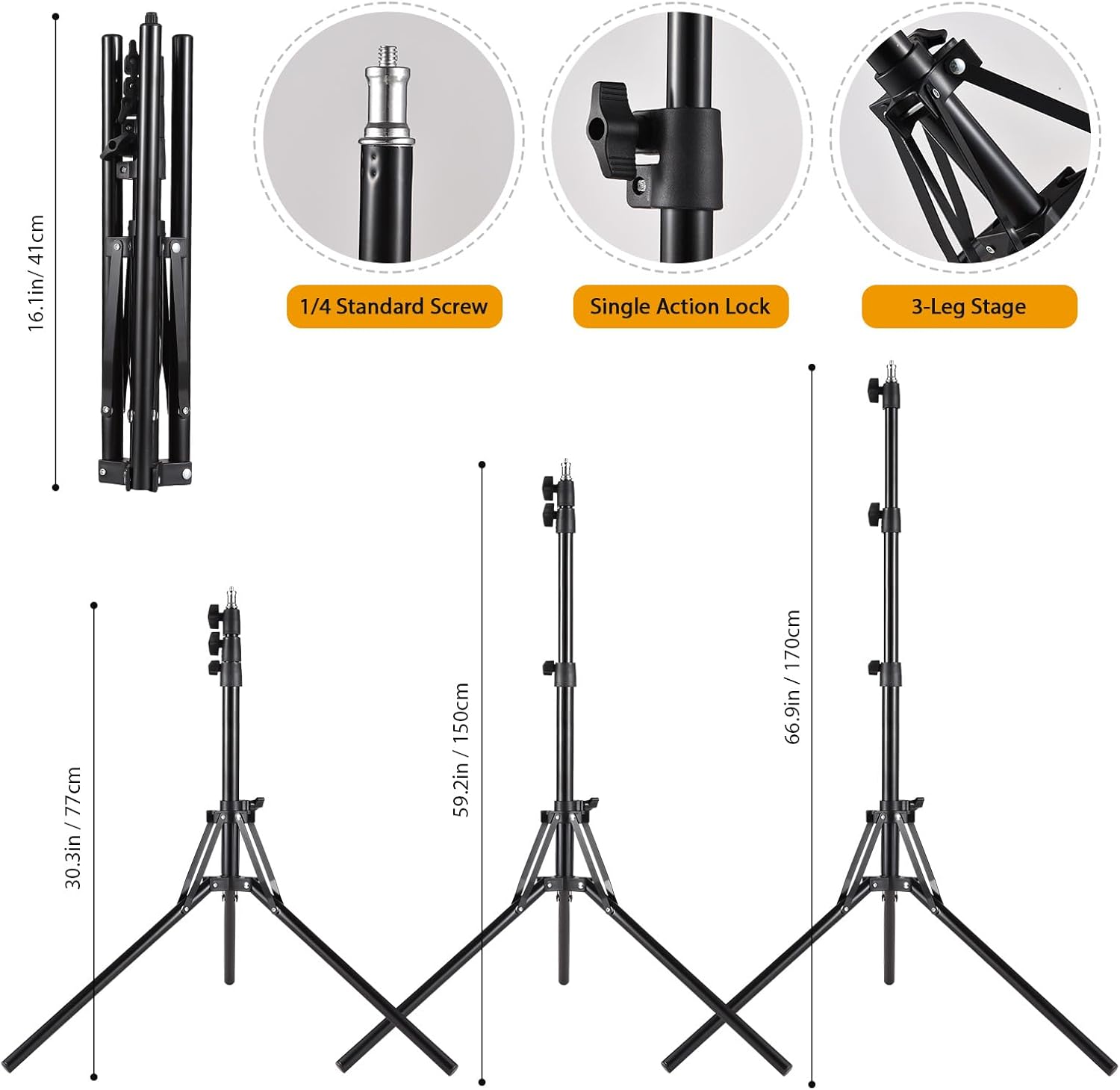 Andoer Softbox Photography Lighting Kit 16'' x 16'',85W Studio Lights for Photography and Live with 3000K-7500K Bi-Color LED Light, 40x40cm Soft Box,1.7m Light Stand,Remote Control,and Carry Bag - Image 6