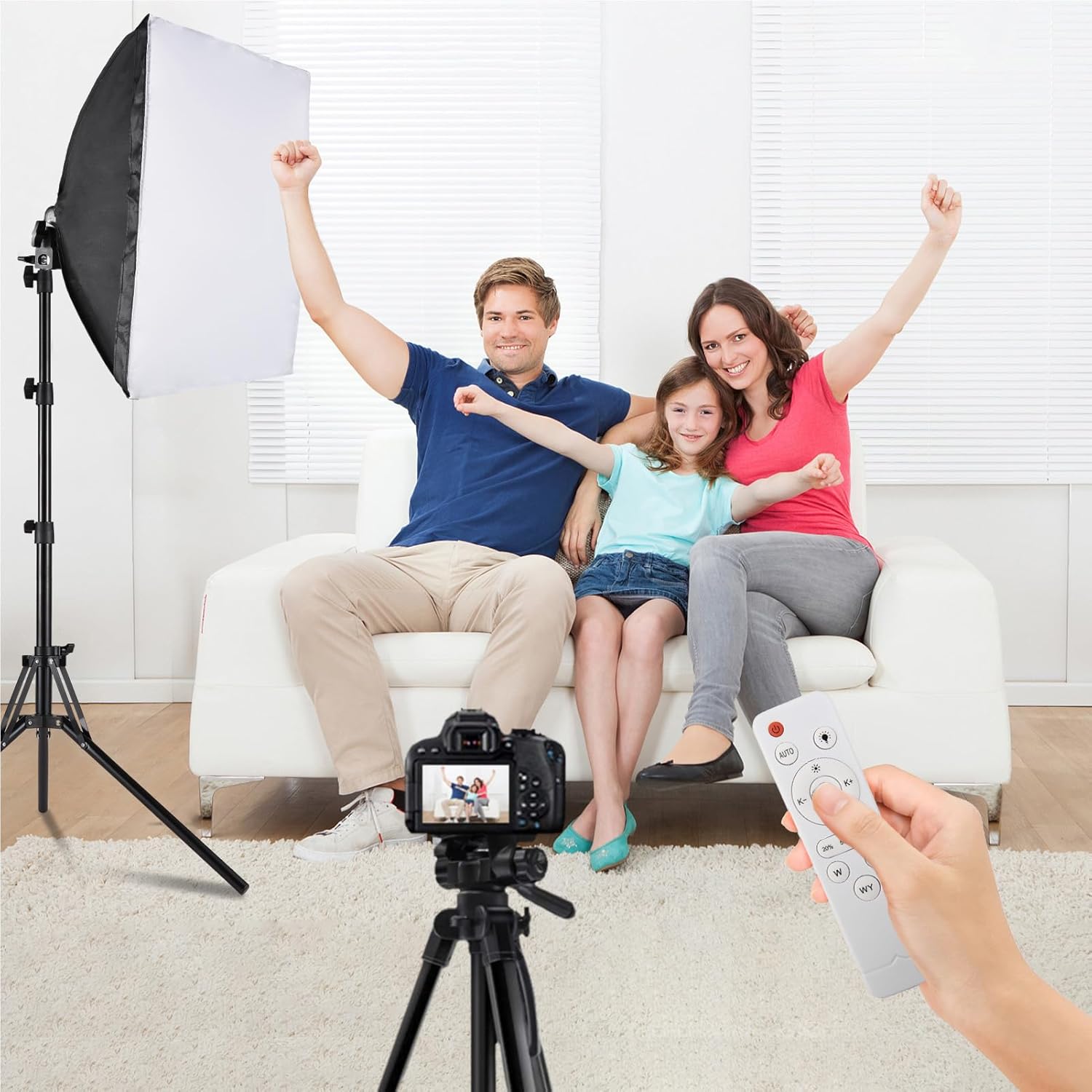 Andoer Softbox Photography Lighting Kit 16'' x 16'',85W Studio Lights for Photography and Live with 3000K-7500K Bi-Color LED Light, 40x40cm Soft Box,1.7m Light Stand,Remote Control,and Carry Bag - Image 9